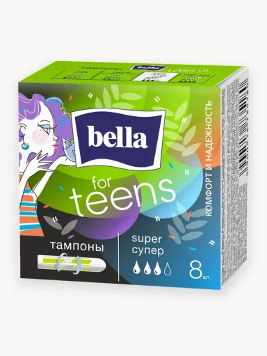 Тампоны женск.гигиен.комфорт и надёжность "bella for teens" Super 8шт. (BE-032-SU08-E01)